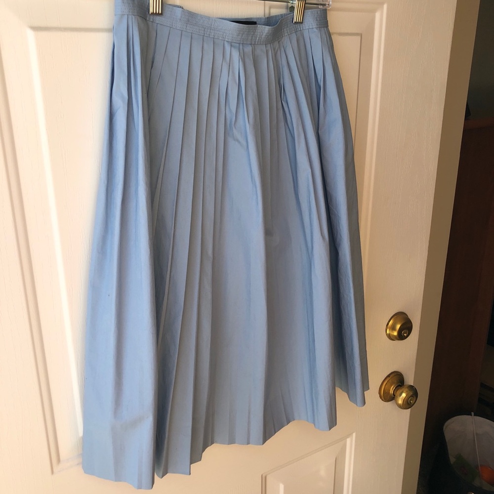 J. Crew Pleated Light Blue Midi Skirt